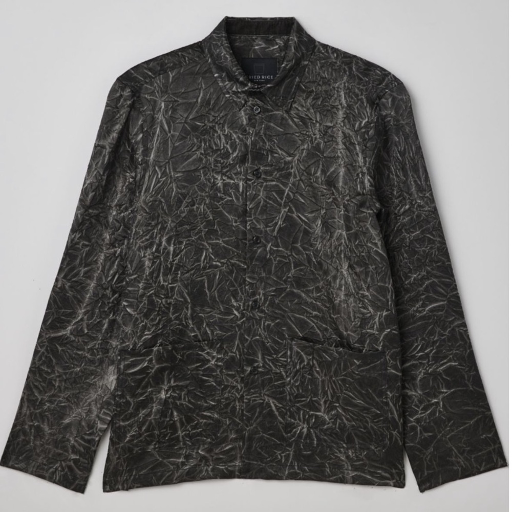 FRIED RICE Crinkle Field Jacket Button Down Collar Shirt Size M Unisex